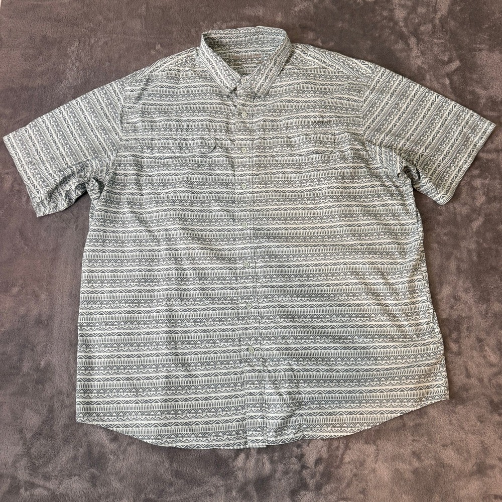 Ariat TEK Mens 2XL Short Sleeve Mint Green Western Performance‎ Shirt Geometric